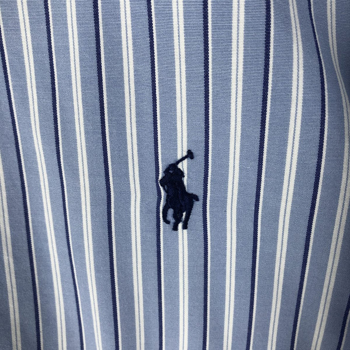 Ralph Lauren CUSTOM FIT long sleeve button down striped shirt men's size M cotton Blue type light blue Vintage Second Hand