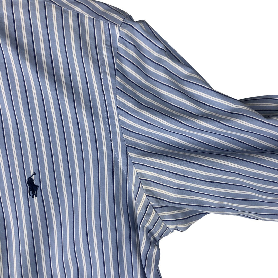 Ralph Lauren CUSTOM FIT long sleeve button down striped shirt men's size M cotton Blue type light blue Vintage Second Hand