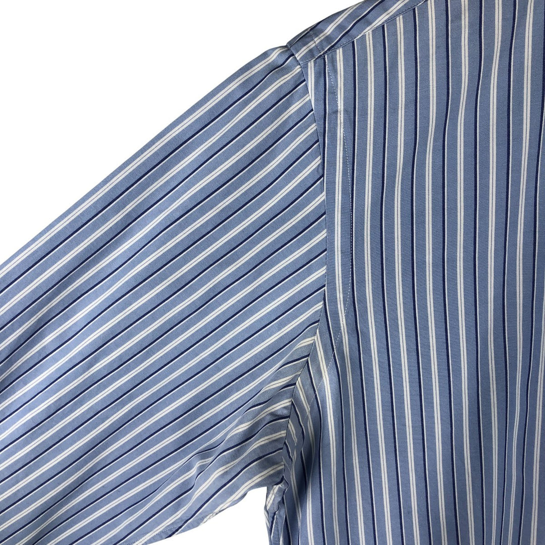 Ralph Lauren CUSTOM FIT long sleeve button down striped shirt men's size M cotton Blue type light blue Vintage Second Hand