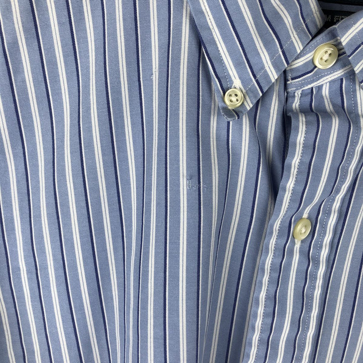 Ralph Lauren CUSTOM FIT long sleeve button down striped shirt men's size M cotton Blue type light blue Vintage Second Hand