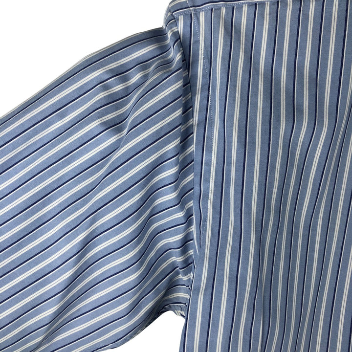 Ralph Lauren CUSTOM FIT long sleeve button down striped shirt men's size M cotton Blue type light blue Vintage Second Hand