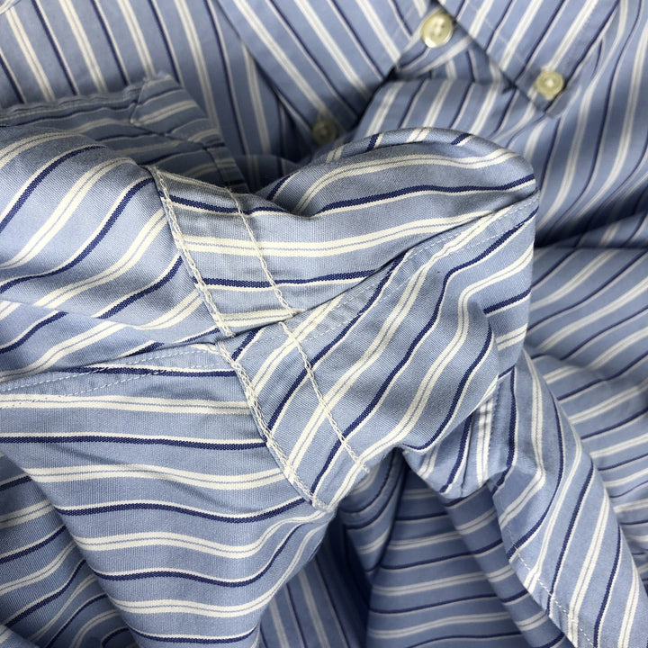 Ralph Lauren CUSTOM FIT long sleeve button down striped shirt men's size M cotton Blue type light blue Vintage Second Hand