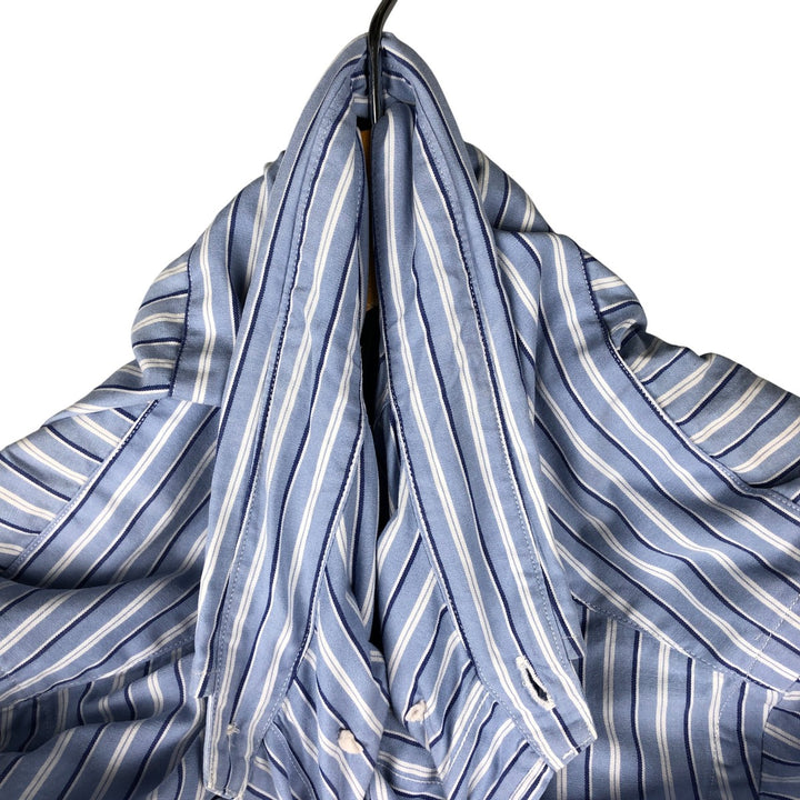 Ralph Lauren CUSTOM FIT long sleeve button down striped shirt men's size M cotton Blue type light blue Vintage Second Hand