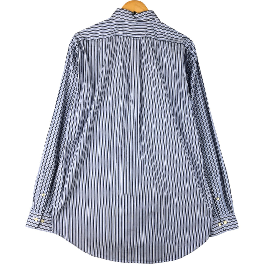 Ralph Lauren Classic Fit Long Sleeve Button Down Striped Shirt, Men's Size L cotton Blue type light blue Vintage Second Hand