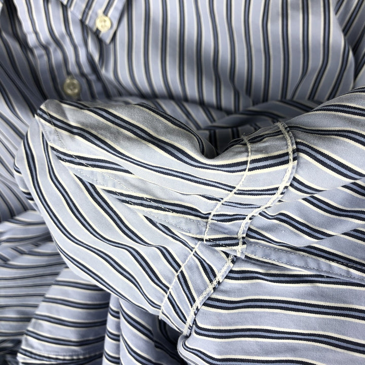 Ralph Lauren Classic Fit Long Sleeve Button Down Striped Shirt, Men's Size L cotton Blue type light blue Vintage Second Hand