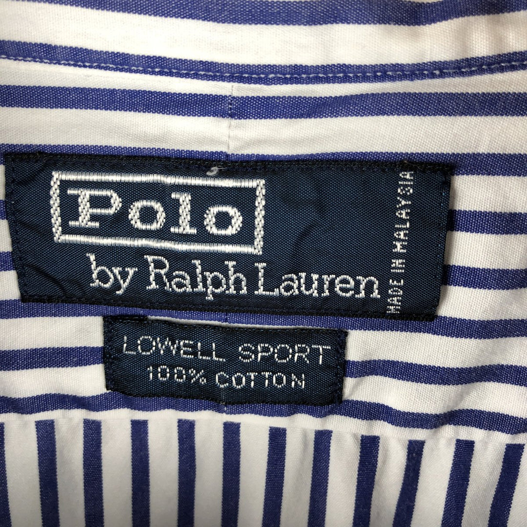 Ralph Lauren POLO by Ralph Lauren LOWELL SPORT long-sleeved striped shirt, men's size XXL cotton blue type Vintage Second Hand