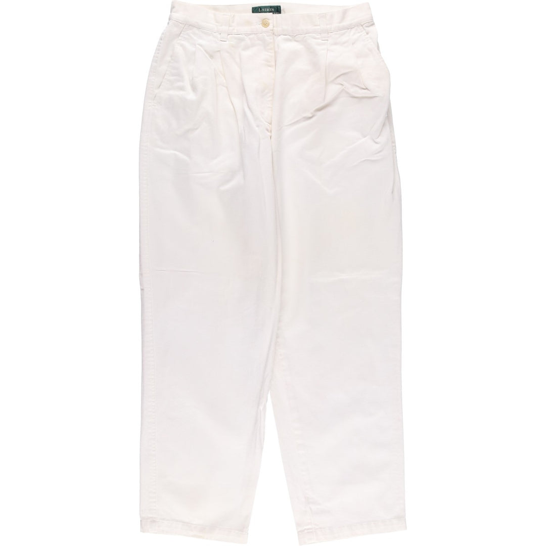 Ralph Lauren LAUREN Two-pleat Chino Pants, Women's Size L (W29) cotton white type Vintage Second Hand