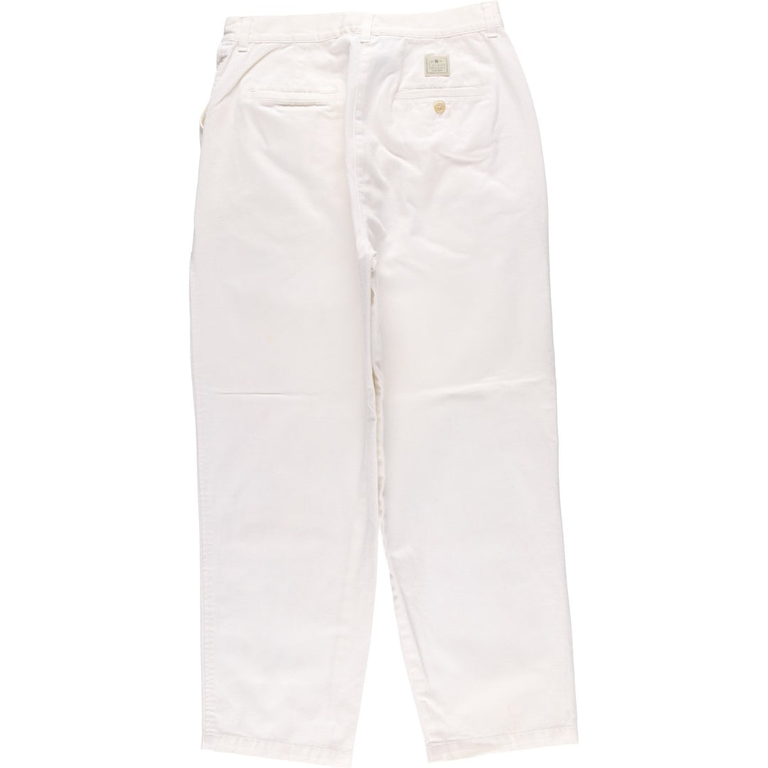 Ralph Lauren LAUREN Two-pleat Chino Pants, Women's Size L (W29) cotton white type Vintage Second Hand
