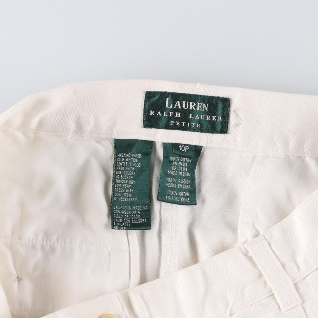 Ralph Lauren LAUREN Two-pleat Chino Pants, Women's Size L (W29) cotton white type Vintage Second Hand