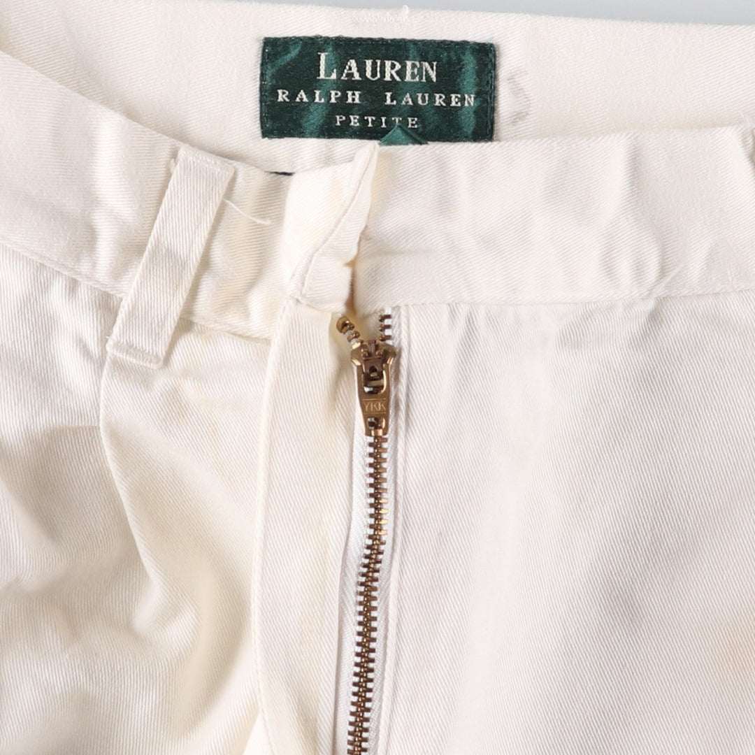 Ralph Lauren LAUREN Two-pleat Chino Pants, Women's Size L (W29) cotton white type Vintage Second Hand