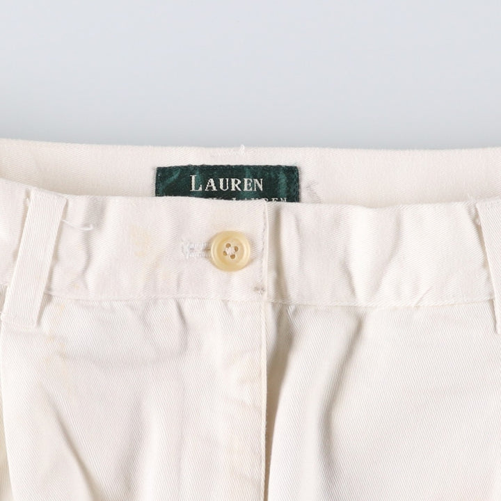 Ralph Lauren LAUREN Two-pleat Chino Pants, Women's Size L (W29) cotton white type Vintage Second Hand