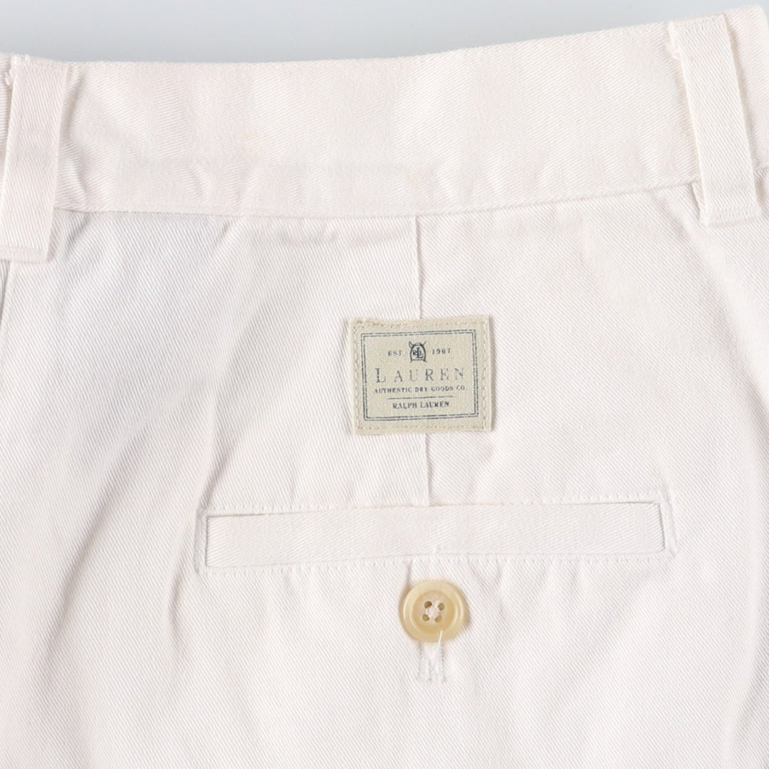 Ralph Lauren LAUREN Two-pleat Chino Pants, Women's Size L (W29) cotton white type Vintage Second Hand