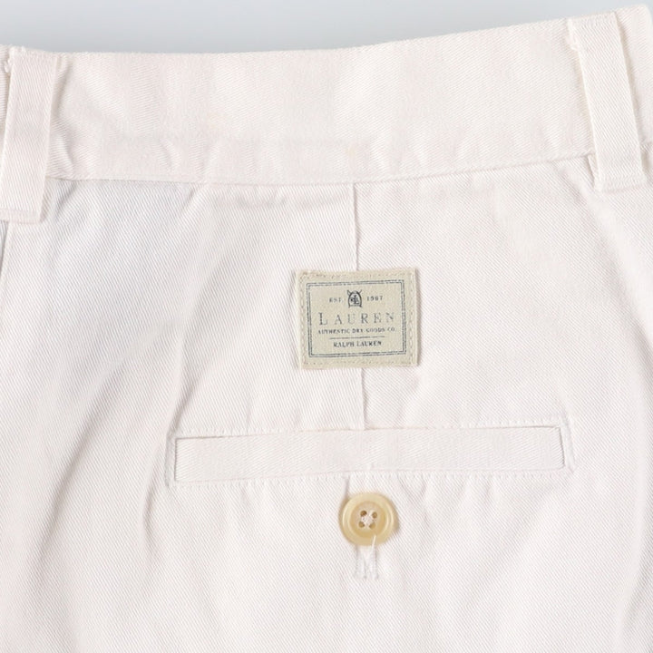 Ralph Lauren LAUREN Two-pleat Chino Pants, Women's Size L (W29) cotton white type Vintage Second Hand