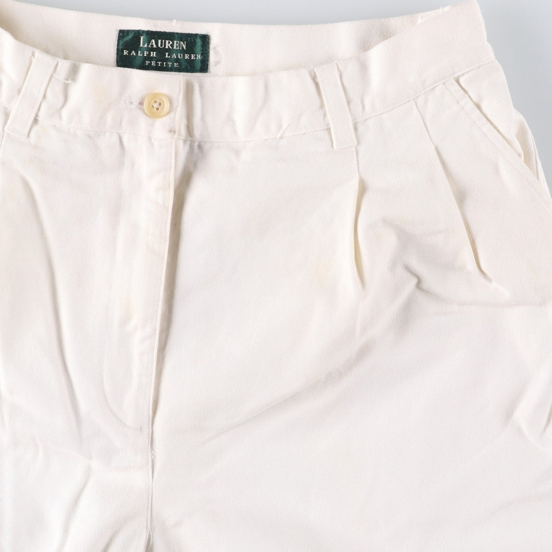 Ralph Lauren LAUREN Two-pleat Chino Pants, Women's Size L (W29) cotton white type Vintage Second Hand