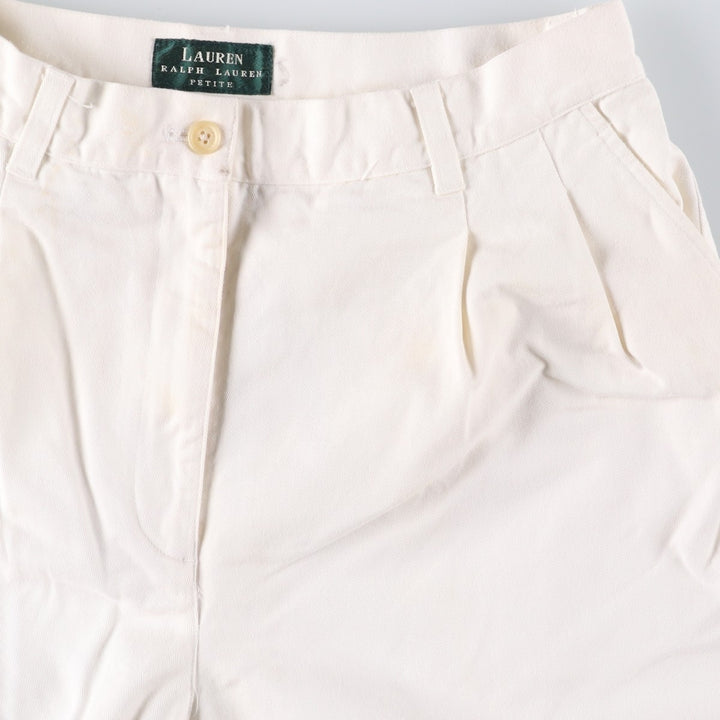 Ralph Lauren LAUREN Two-pleat Chino Pants, Women's Size L (W29) cotton white type Vintage Second Hand