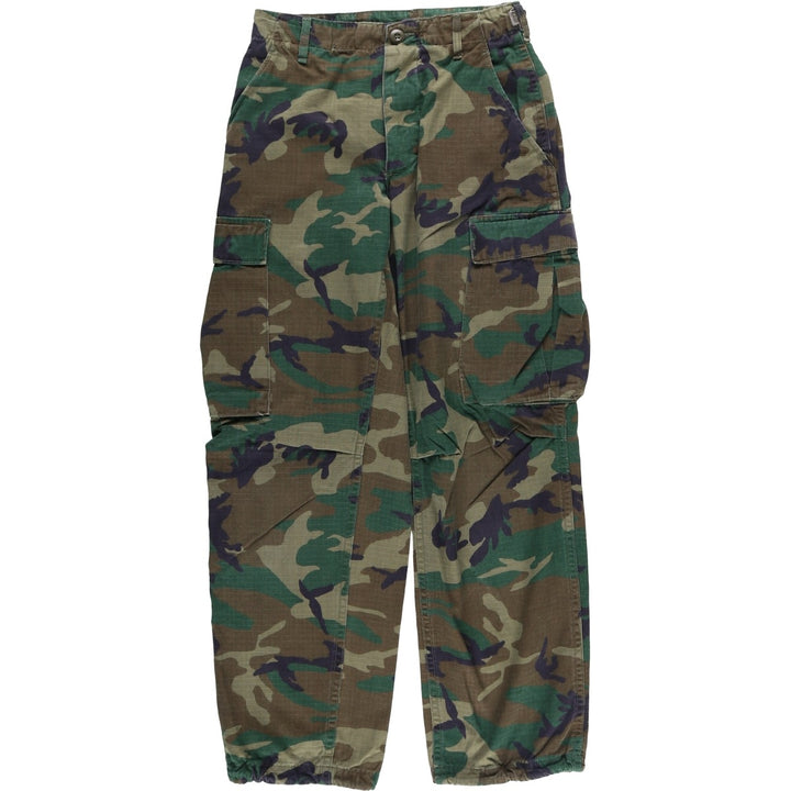 Authentic US military camouflage woodland camo ripstop military cargo pants, X-SMALL-SHORT, women's size M (w26). cotton Khaki type Vintage Second Hand