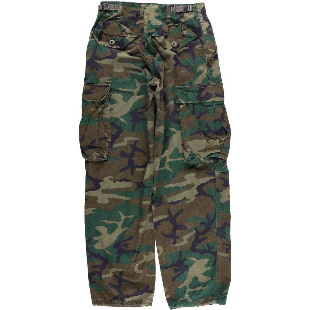 Authentic US military camouflage woodland camo ripstop military cargo pants, X-SMALL-SHORT, women's size M (w26). cotton Khaki type Vintage Second Hand