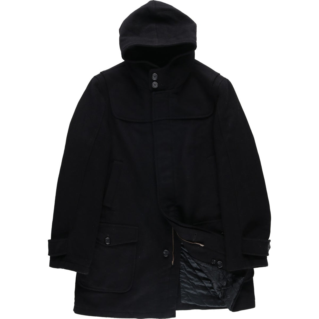2000s~ Barbour 3 Warrant Padded Hooded Wool Half Coat, Men's Size L wool black type Vintage Second Hand