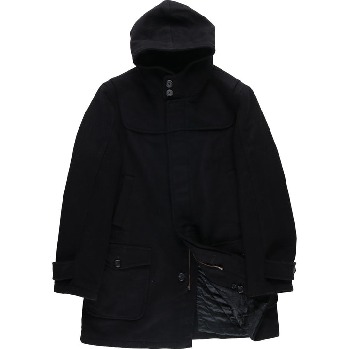 2000s~ Barbour 3 Warrant Padded Hooded Wool Half Coat, Men's Size L wool black type Vintage Second Hand