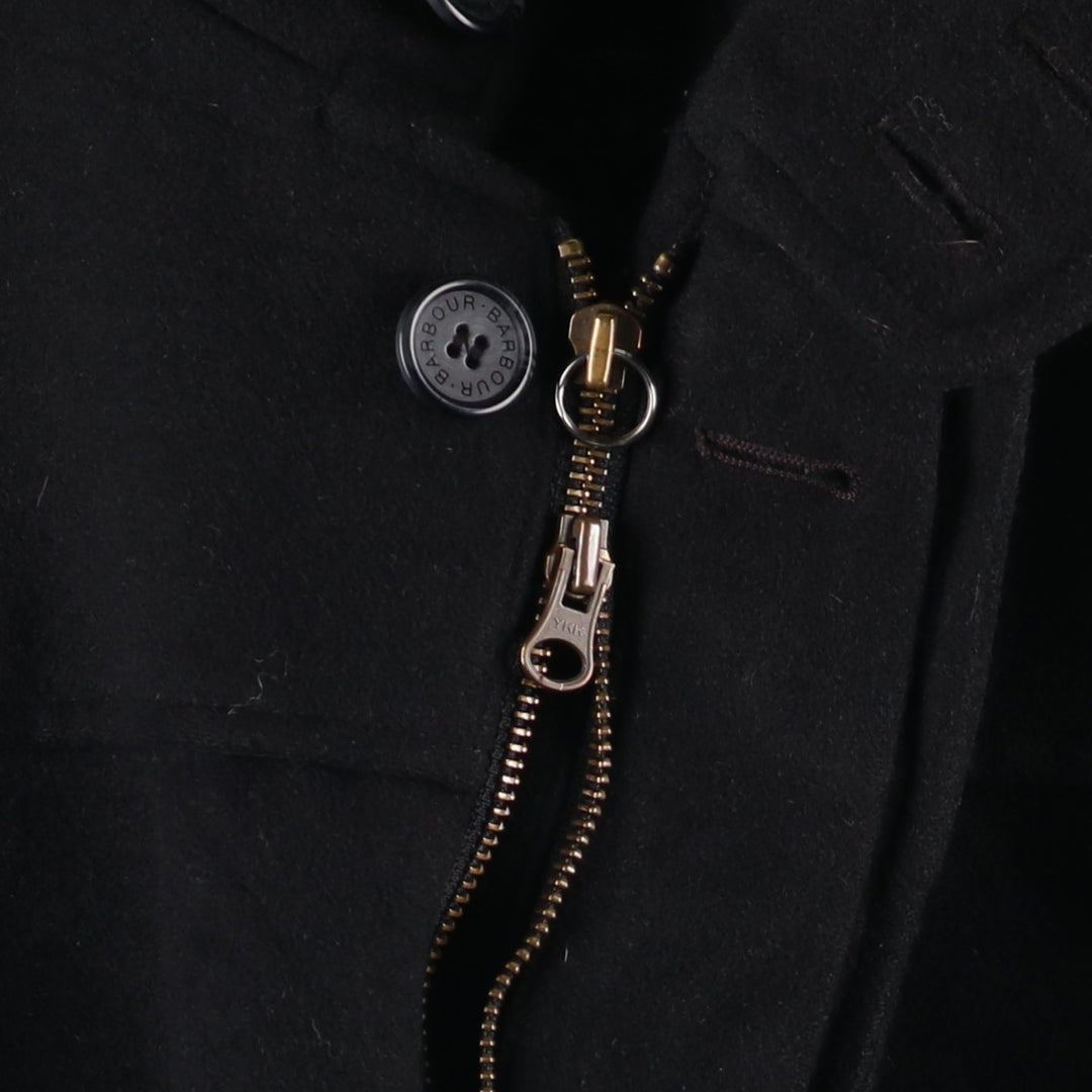 2000s~ Barbour 3 Warrant Padded Hooded Wool Half Coat, Men's Size L wool black type Vintage Second Hand