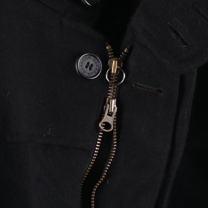 2000s~ Barbour 3 Warrant Padded Hooded Wool Half Coat, Men's Size L wool black type Vintage Second Hand