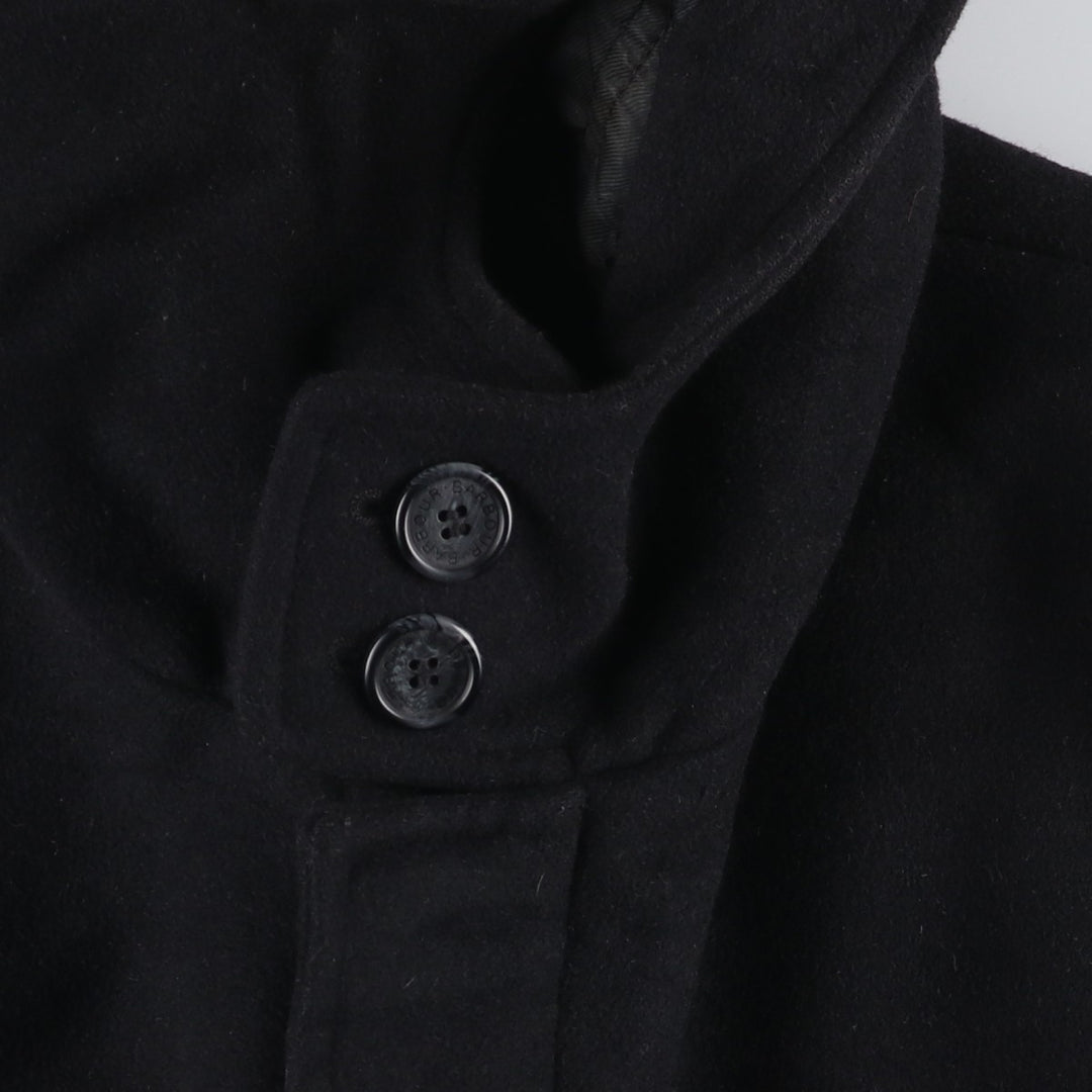 2000s~ Barbour 3 Warrant Padded Hooded Wool Half Coat, Men's Size L wool black type Vintage Second Hand