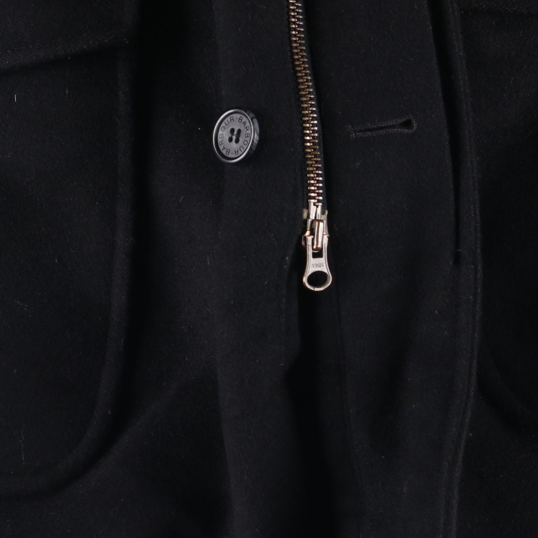 2000s~ Barbour 3 Warrant Padded Hooded Wool Half Coat, Men's Size L wool black type Vintage Second Hand