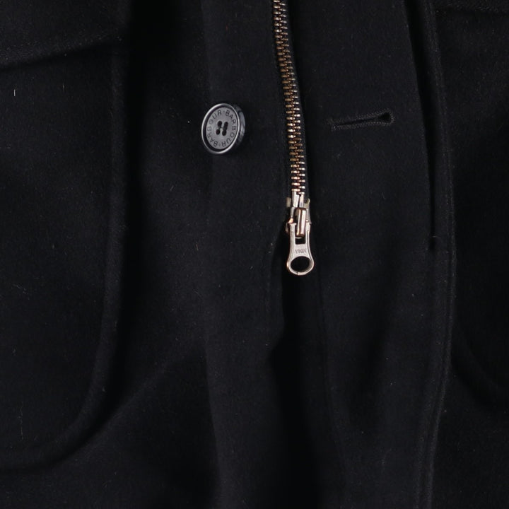 2000s~ Barbour 3 Warrant Padded Hooded Wool Half Coat, Men's Size L wool black type Vintage Second Hand