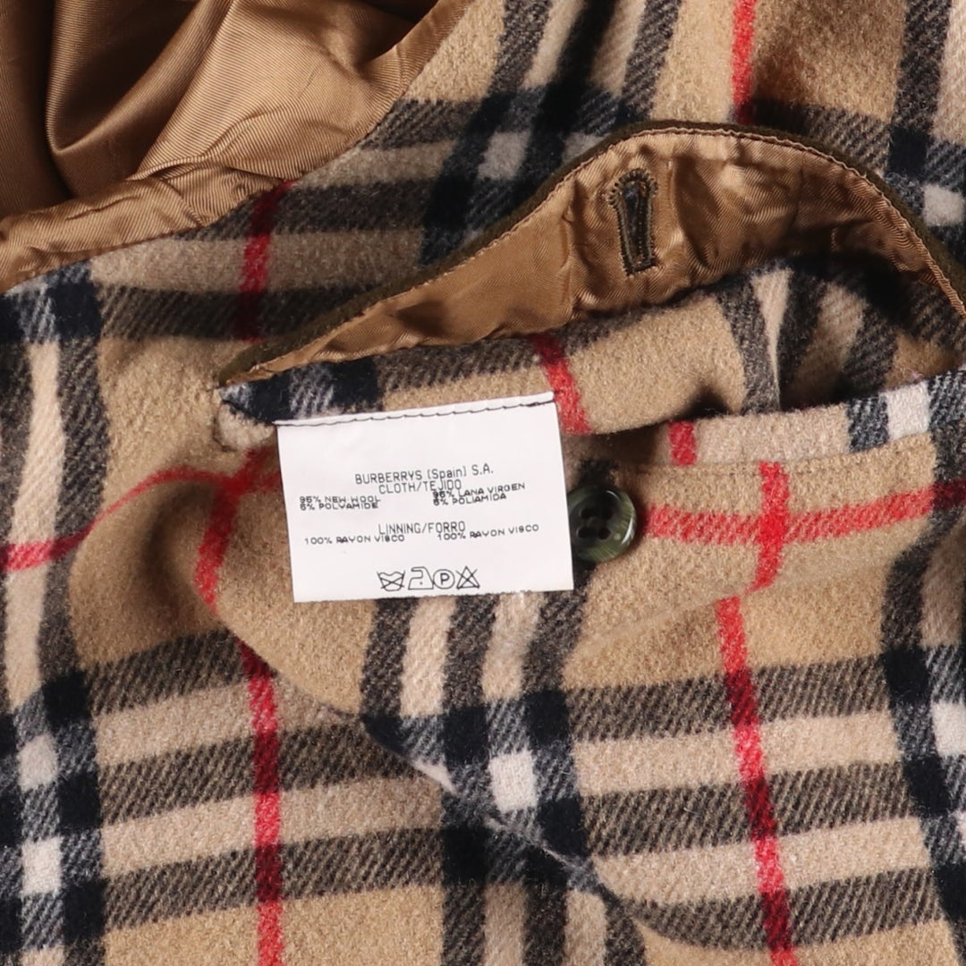 Burberry's wool half coat, size M, men's wool Khaki type Vintage Second Hand