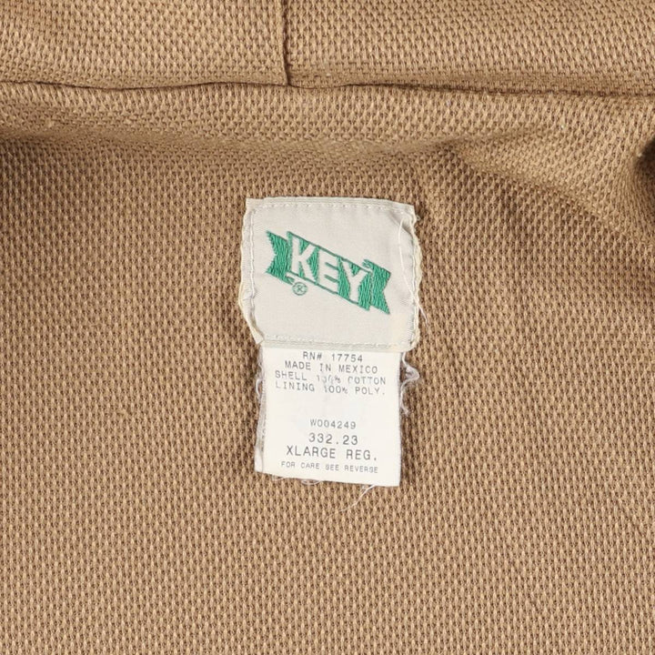 Vintage 80s-90'S Key Active Jacket Type Duck Full Zip Hoodie, Men's XL cotton ocher yellow type Vintage Second Hand