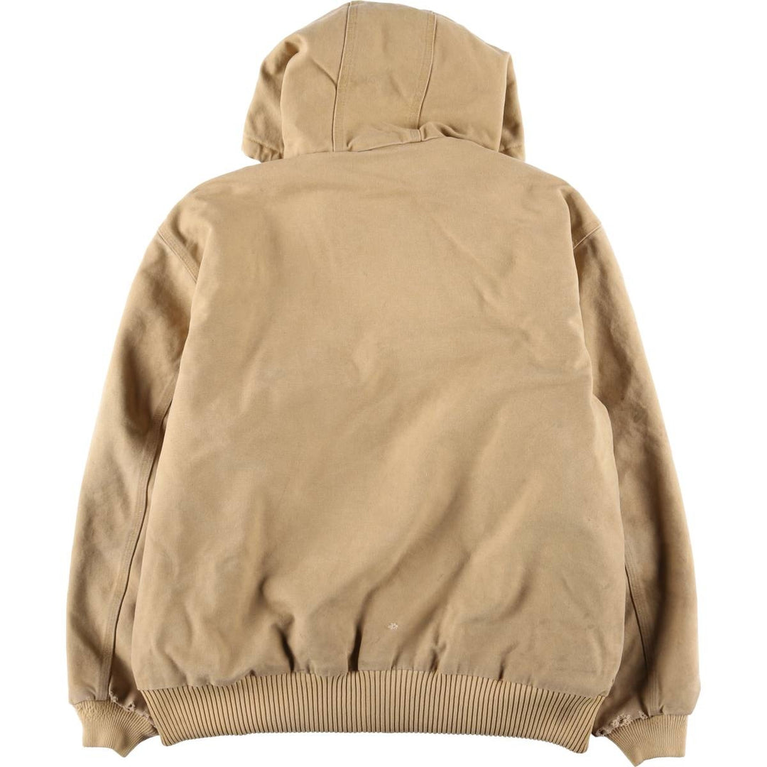 2000'S Carhartt Active Jacket, Padded Duck Full Zip Hoodie, Men's Size XL cotton ocher yellow type Vintage Second Hand