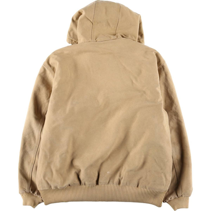 2000'S Carhartt Active Jacket, Padded Duck Full Zip Hoodie, Men's Size XL cotton ocher yellow type Vintage Second Hand