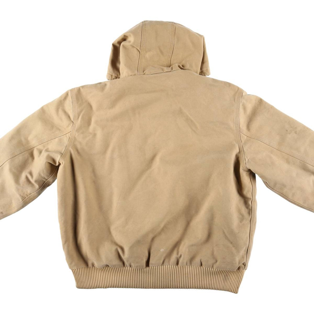 2000'S Carhartt Active Jacket, Padded Duck Full Zip Hoodie, Men's Size XL cotton ocher yellow type Vintage Second Hand