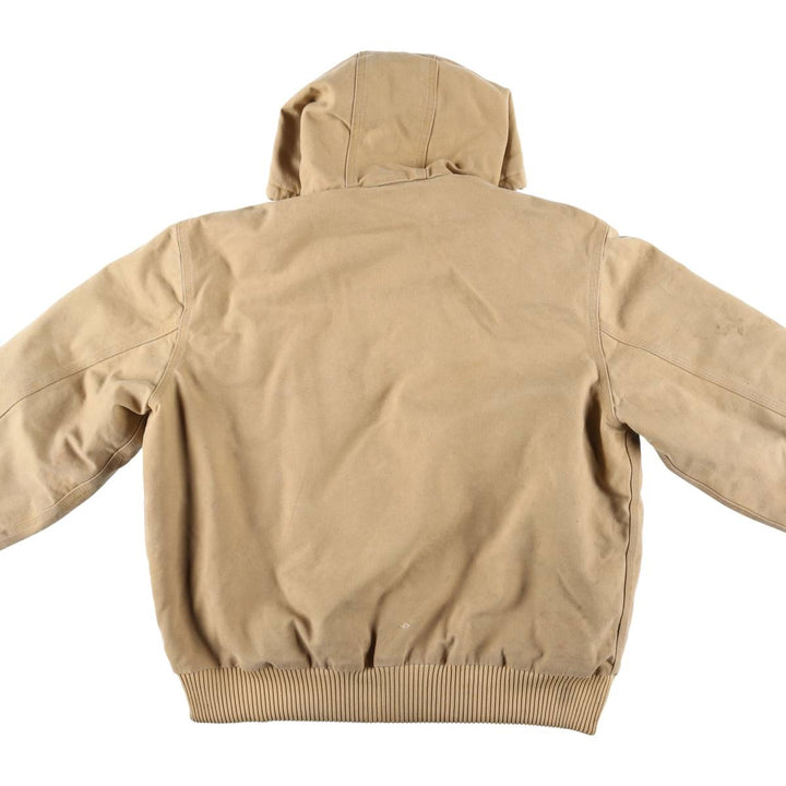 2000'S Carhartt Active Jacket, Padded Duck Full Zip Hoodie, Men's Size XL cotton ocher yellow type Vintage Second Hand