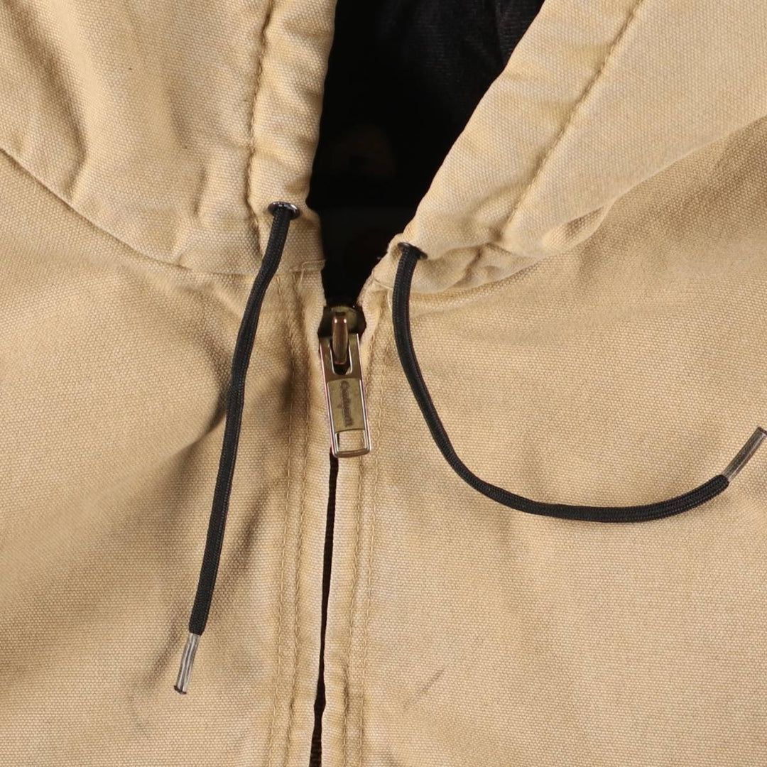 2000'S Carhartt Active Jacket, Padded Duck Full Zip Hoodie, Men's Size XL cotton ocher yellow type Vintage Second Hand