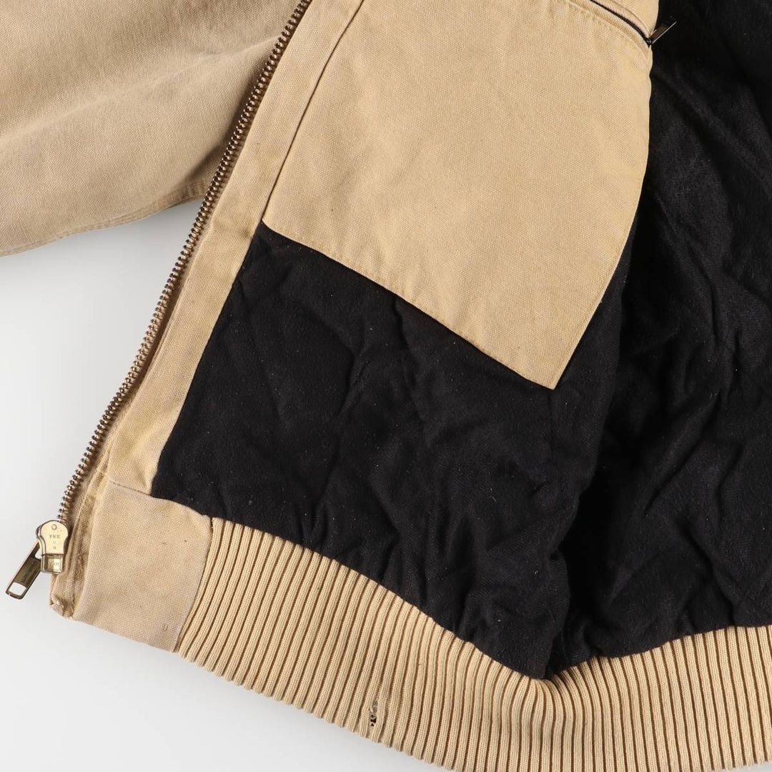 2000'S Carhartt Active Jacket, Padded Duck Full Zip Hoodie, Men's Size XL cotton ocher yellow type Vintage Second Hand