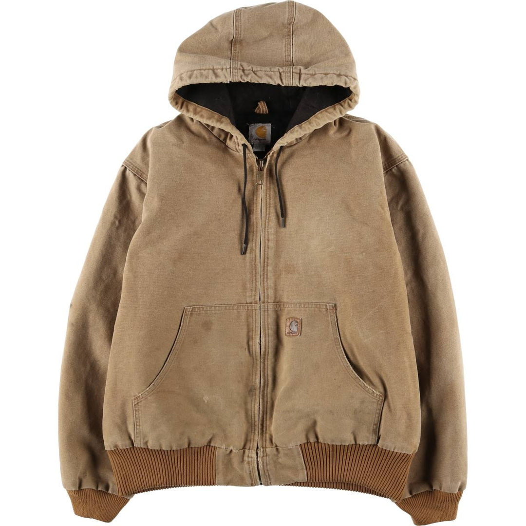 Carhartt Active Jacket, Padded Duck Full-Zip Hoodie, Men's Size L cotton brown type Vintage Second Hand