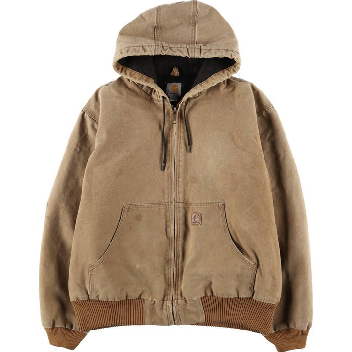 Carhartt Active Jacket, Padded Duck Full-Zip Hoodie, Men's Size L cotton brown type Vintage Second Hand