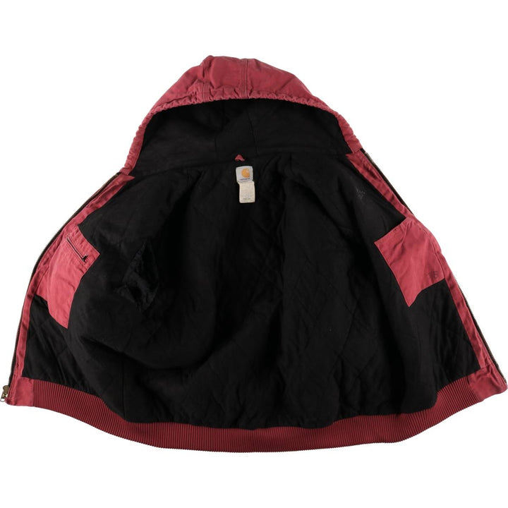 00'S Carhartt Active Jacket, Padded Duck Full Zip Hoodie, Men's XXL unclear red type Vintage Second Hand