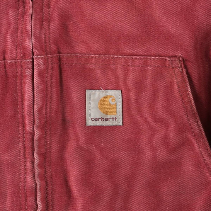 00'S Carhartt Active Jacket, Padded Duck Full Zip Hoodie, Men's XXL unclear red type Vintage Second Hand