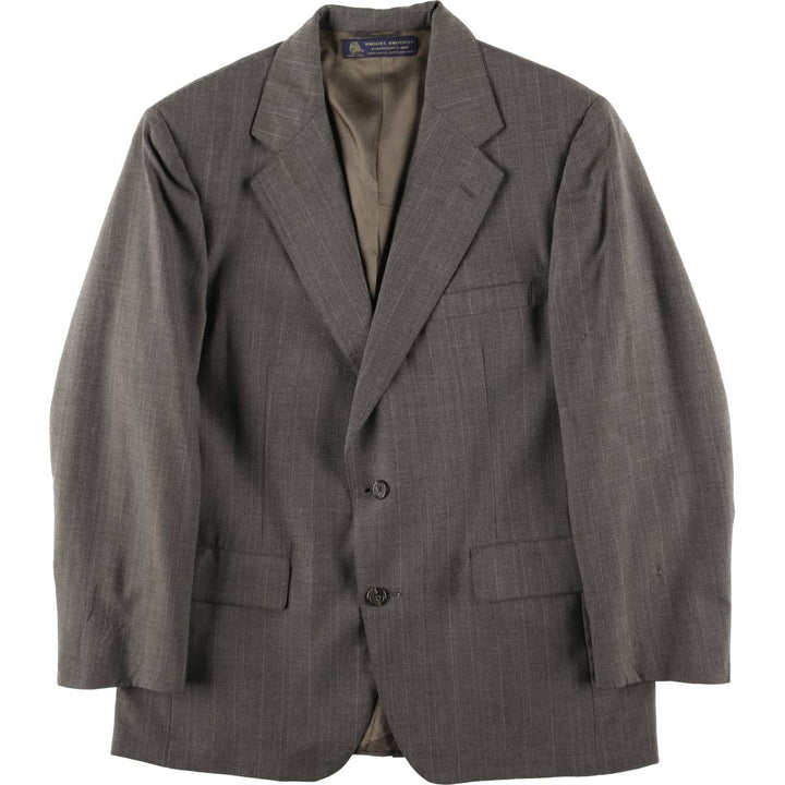 80s-90'S Brooks Brothers Striped Wool Tailored Jacket, Made in USA, Men's Size Medium wool gray type Vintage Second Hand