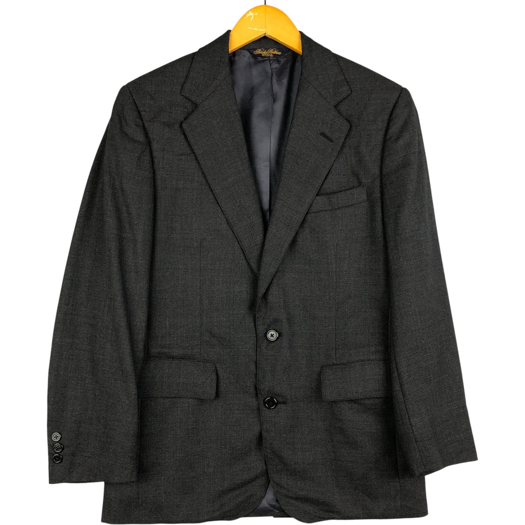 Brooks Brothers MAKERS BROOKSEASE Check Pattern Glen Plaid Wool Tailored Jacket, Made in USA, Men's Size Small wool gray type Vintage Second Hand