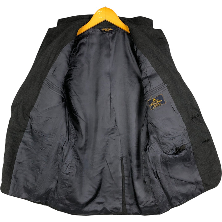 Brooks Brothers MAKERS BROOKSEASE Check Pattern Glen Plaid Wool Tailored Jacket, Made in USA, Men's Size Small wool gray type Vintage Second Hand