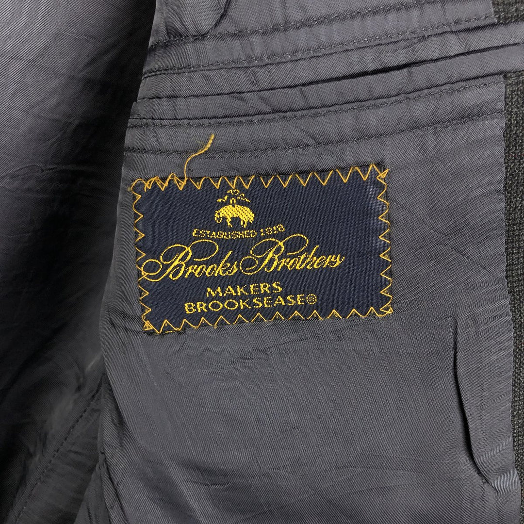 Brooks Brothers MAKERS BROOKSEASE Check Pattern Glen Plaid Wool Tailored Jacket, Made in USA, Men's Size Small wool gray type Vintage Second Hand