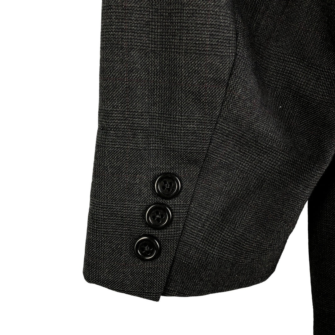 Brooks Brothers MAKERS BROOKSEASE Check Pattern Glen Plaid Wool Tailored Jacket, Made in USA, Men's Size Small wool gray type Vintage Second Hand