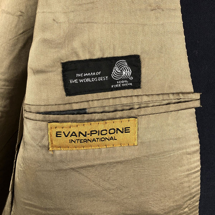 EVAN-PICONE Navy Blazer, Tailored Jacket, Men's Size L wool navy blue type Vintage Second Hand