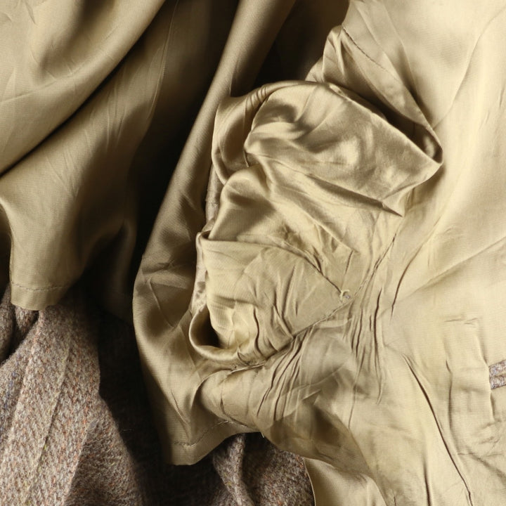 80s-90'S Today's Man Harris Tweed Herringbone Wool Tailored Jacket, Made in USA, Men's Size XL wool Beige type Vintage Second Hand