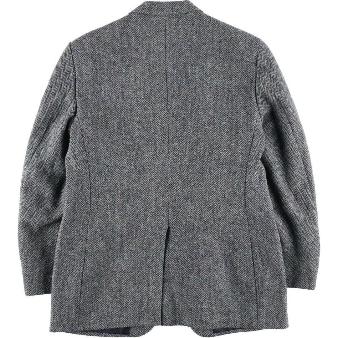 1980s-1990'S Stafford Harris Tweed Herringbone Wool Tailored Jacket, Made in USA, Men's Size Medium wool gray type Vintage Second Hand