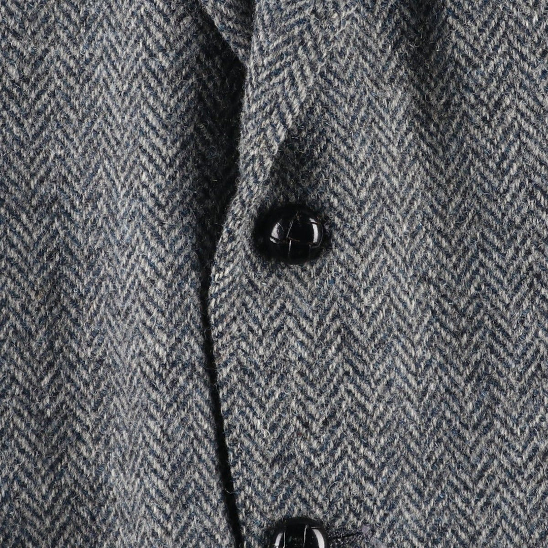 1980s-1990'S Stafford Harris Tweed Herringbone Wool Tailored Jacket, Made in USA, Men's Size Medium wool gray type Vintage Second Hand