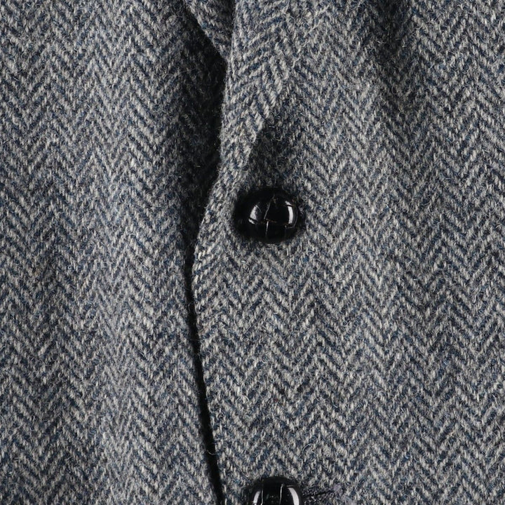 1980s-1990'S Stafford Harris Tweed Herringbone Wool Tailored Jacket, Made in USA, Men's Size Medium wool gray type Vintage Second Hand
